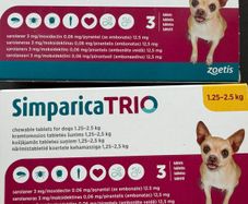 Simparica Trio tablets for dogs 1.25-2.5kg - pack of 3