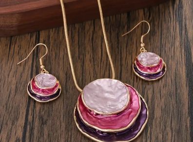 Matching purple necklace and earrings