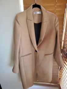 Zara Camel Longline Blazer Coat  Smart Tailored Jacket