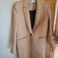 Zara Camel Longline Blazer Coat  Smart Tailored Jacket
