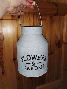 Vintage Style Metal Milk Can Flower Pot with a Handle
