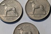Old Irish Sixpence x3