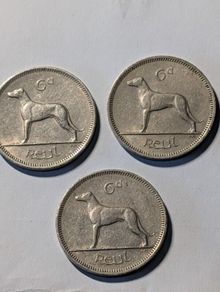 Old Irish Sixpence x3