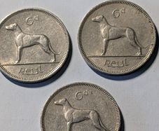 Old Irish Sixpence x3