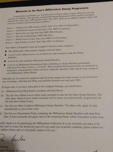 An Post Millennium 2000 complete collection in Millennium Album binder