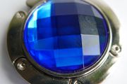 Blue Round Gem Portable Folding Table Handbag Hook Hanger Holder