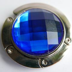 Blue Round Gem Portable Folding Table Handbag Hook Hanger Holder