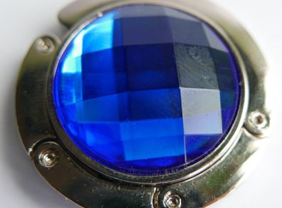 Blue Round Gem Portable Folding Table Handbag Hook Hanger Holder