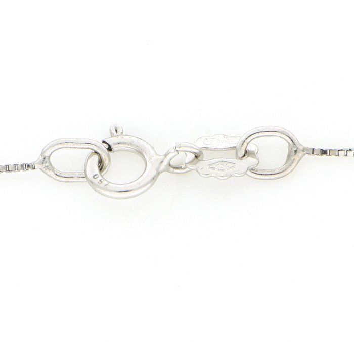(NOS) 18kt White Gold Natural Diamond Solitaire Necklace - Handmade in Italy