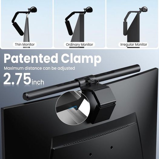 Quntis Wireless Monitor Light bar with Remote & Touch Control, 40cm PC Curved Computer Monitor Lamp Auto Stepless Dimming and Color Temperature, Eye Protect Desktop PC Screen Anti-Blue Light Bar [Energy Class A]
