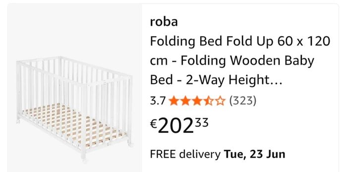 Brand new folding wooden baby bed with brand new mattress