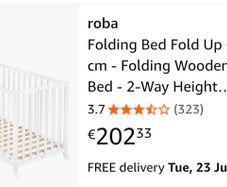 Folding wooden baby bed with brand new mattress