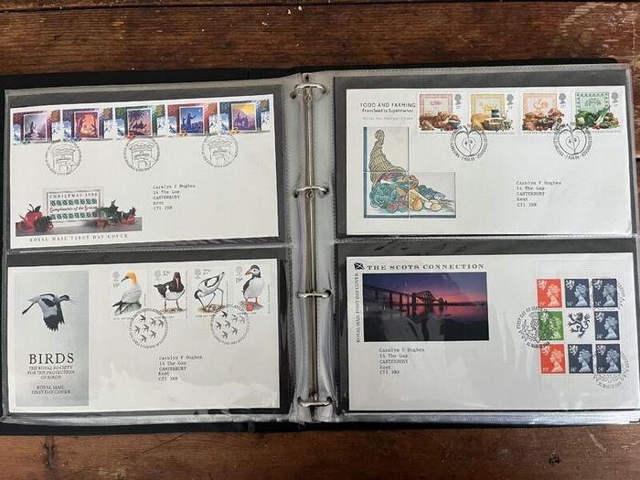Collection of  74 UK First Day Cover stamps 1987 to 1992 in album plus 5 extra pages and book