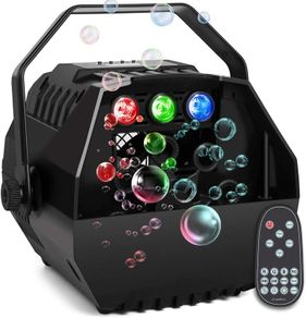 Bubble Machine With Led Lights Automatic Bubbles Blower For Indoor Outdoor Camping Birthday Wedding Family Kids Party Led Screen Operation Or Wireless Garden Remoter Control Adjustable Speed Levels
