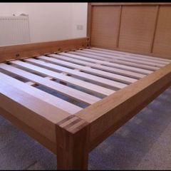 King Size Solid Oak bed and quality breathable Merino wool mattress