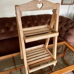 Small Wooden Ladder Plant Stand Bathroom Shelf or Vegetable Rack