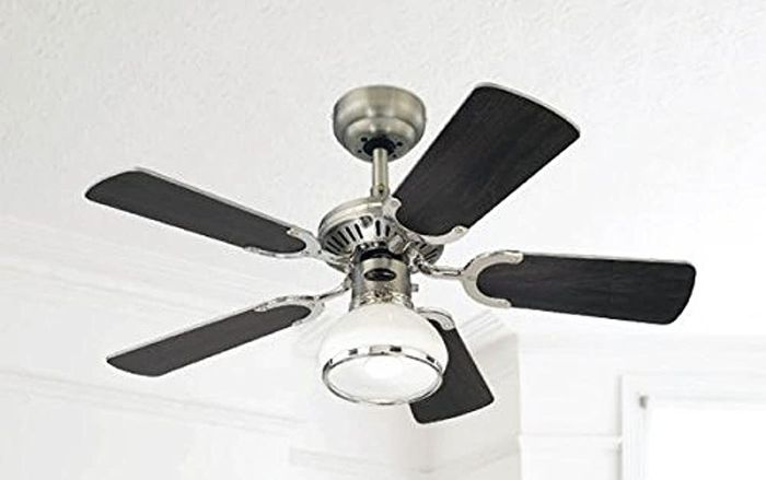 Princess Radiance II One-Light 90 cm Five-Blade Indoor Ceiling Fan, Dark Pewter/Chrome Finish with Dome Glass (FREE POSTAGE)