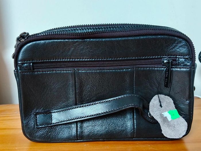 Brand New Genuine Leather Wristlet Pouch - Dark Brown