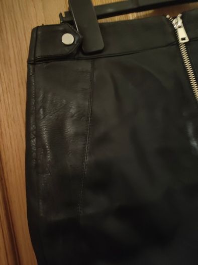 black leather river island skirt