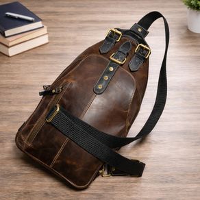 Genuine Leather Sling Bag for Men Women Leather Chest Bag Shoulder bag
