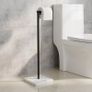 Free Standing black towel Rail and toilet roll holder with Marble Base Image 4