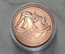 San Marino 5 Euro Copper Uncirculated Coin 2021 - Victory in freestyle wrestling in Tokyo