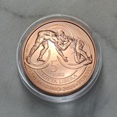 San Marino 5 Euro Copper Uncirculated Coin 2021 - Victory in freestyle wrestling in Tokyo