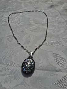 Mid 19th Century Mother Of Pearl Jet Mourning Pendant (Double Sided Engraving)