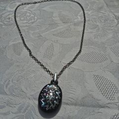 Mid 19th Century Mother Of Pearl Jet Mourning Pendant (Double Sided Engraving)