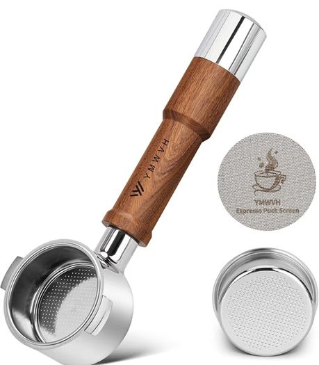 51mm Bottomless Portafilter for Delonghi Stilosa ECP3420/BCO430/EC260/155  YMWVH Espresso Portafilter 51mm 2 Ears with Puck Screen, Stainless Steel Basket, Rosewood Handle