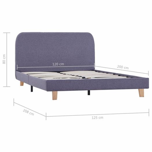 Bed Frame Light Grey Fabric 120x190 cm