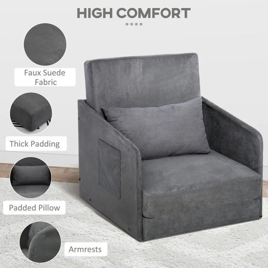 Faux Suede Single Sofa bed W/Pillow (FREE SHIPPING)