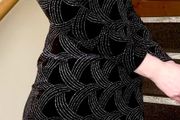 Quiz Black Velvet Glitter Hologram Long Sleeve Mini Dress - Size 10
