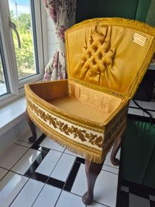 Vintage MidCentury 1950s Tapestry sewing box foorstool