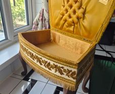 Vintage MidCentury 1950s Tapestry sewing box foorstool