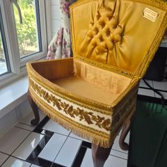Vintage MidCentury 1950s Tapestry sewing box foorstool
