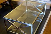 Modern Glass Coffee Table with Chrome Frame