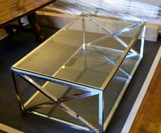 Modern Glass Coffee Table with Chrome Frame