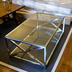 Modern Glass Coffee Table with Chrome Frame