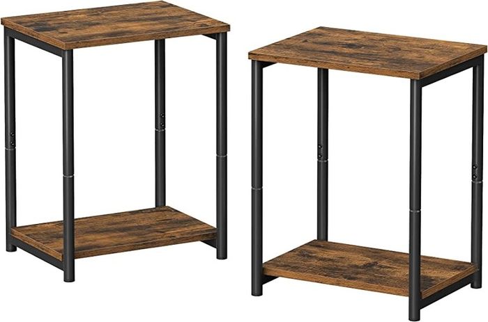 Side Tables, Set of 2 Bedside Tables, End Tables with Storage Shelf, Steel Frame, for Living Room, Sitting Room, Bedroom, Industrial, Rustic Brown and Black (FREE SHIPPING)