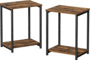 Side Tables, Set of 2 Bedside Tables, End Tables with Storage Shelf, Steel Frame, for Living Room, Sitting Room, Bedroom, Industrial, Rustic Brown and Black (FREE SHIPPING)