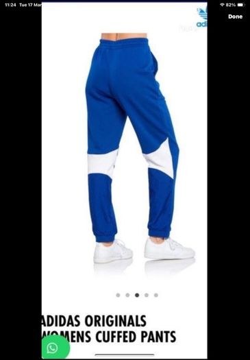 Size 12 retro style adidas bottoms royal blue & white