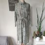 People Tree snakeskin print shirt dress midi summer workwear ethically made in India retro vintage white green Image 2