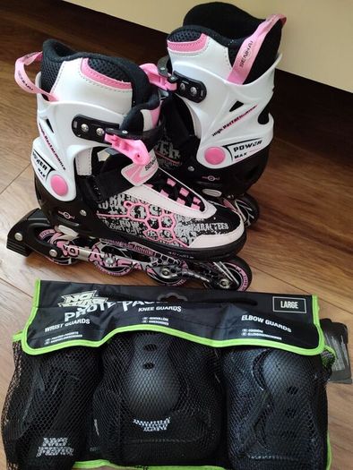 Kids Adjustable Inline Skates (Worn Twice) + New Pads
