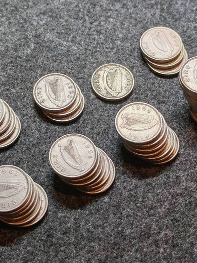 Huge Job Lot 75 Irish Threepence 1942 to 1968