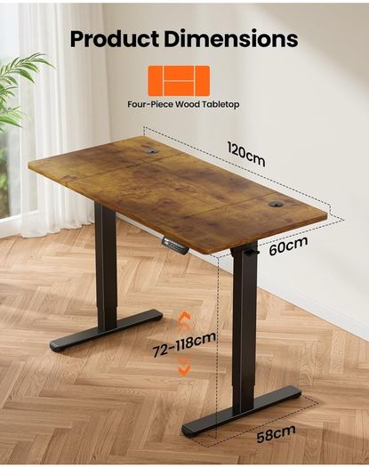 Electric Standing Desk Height Adjustable 120 x 60cm,