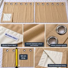 NEW Blinds Direct Thermal Blackout Curtains 200cm x 58cm