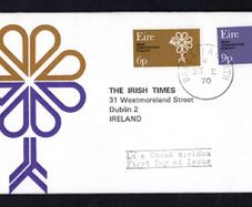 1970 Ireland European Conservation Year Commemorative Stamp Illustrated The Irish Times Addressed First Day Cover (FDC)