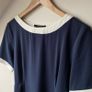 Weekend Max Mara Navy Blue & White Contrast Trim Shift Dress Image 3