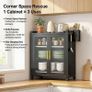 Three Tier Dustproof Dish Cabinet Carbon Steel Double Door Kitchen Storage Image 7
